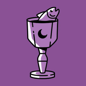 Knave of Cups logo of a fish in a chalice